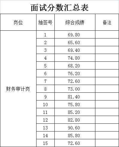 泰山城建集團(tuán)財(cái)務(wù)審計(jì)崗崗位面試成績公示
